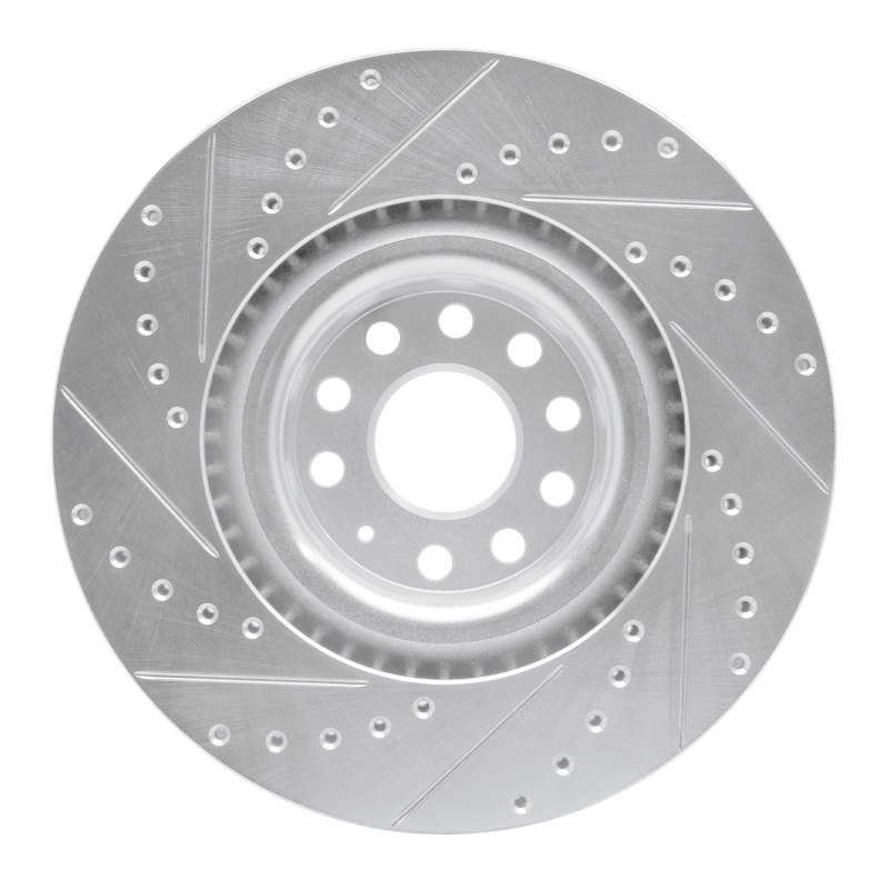 Audi S3 Brake Rotor (1) - Front Right - R1 Concepts - Drilled & Slotted - Silver - `06-`13
